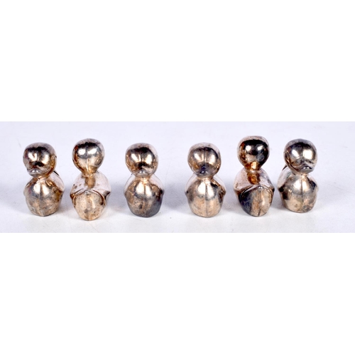 1714 - SIX WHITE METAL DUCK MENU HOLDERS. 109 grams. 2.75 cm x 2.25 cm. (6)