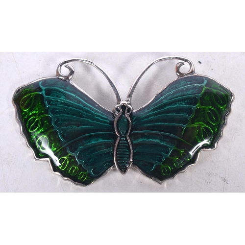 1716 - A SILVER AND ENAMEL BUTTERFLY BROOCH. 13.9 grams. 5 cm x 3 cm.