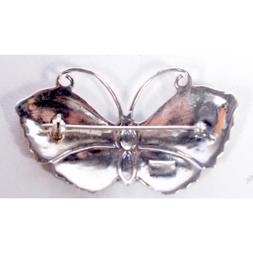 1716 - A SILVER AND ENAMEL BUTTERFLY BROOCH. 13.9 grams. 5 cm x 3 cm.