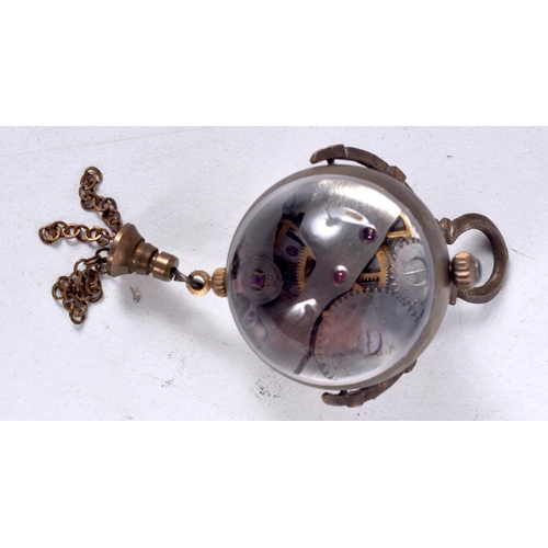 1718 - A MINI BALL CLOCK. 32 grams. 8 cm x 3.5 cm.