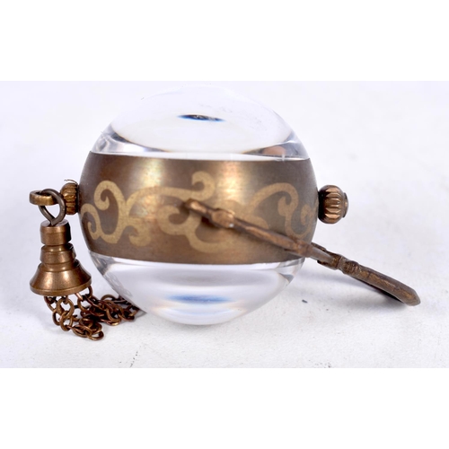 1718 - A MINI BALL CLOCK. 32 grams. 8 cm x 3.5 cm.