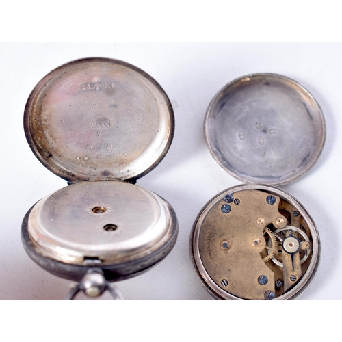 1725 - TWO SILVER WATCHES. 62 grams overall. Largest 3.5 cm wide. (2)