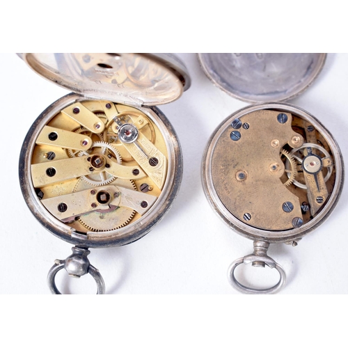 1725 - TWO SILVER WATCHES. 62 grams overall. Largest 3.5 cm wide. (2)