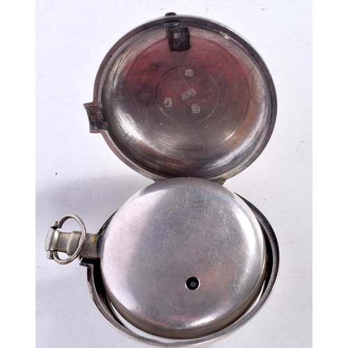 1726 - A GEORGE III SILVER POCKET WATCH. 184 grams overall. 6 cm diameter.