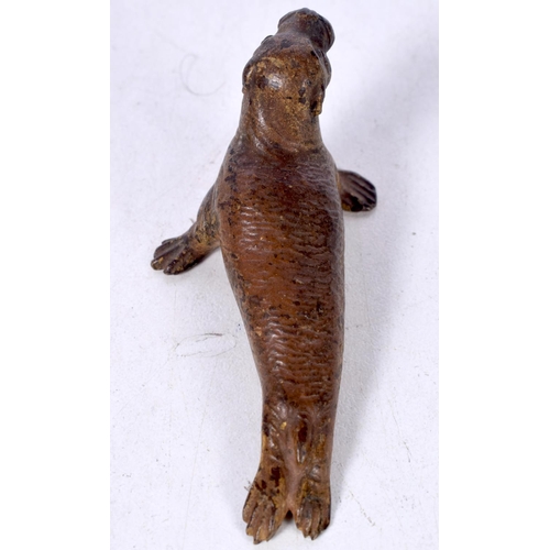 1728 - AN ANTIQUE COLD PAINTED BRONZE SEAL. 62 gramas. 6.75 cm x 3.25 cm.