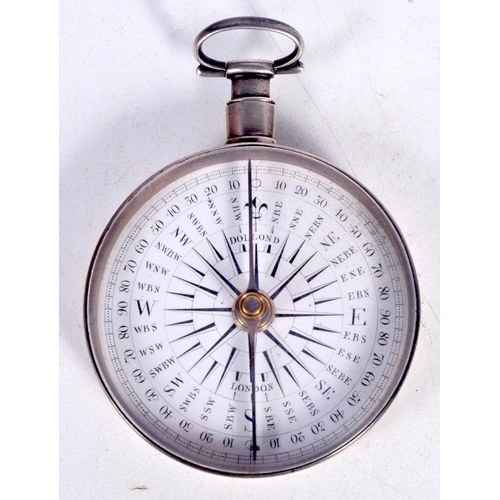 1732 - AN EARLY 19TH CENTURY DOLLAND SILVER COMPASS. 71 grams overall. London 1808. 7.25 cm wide.