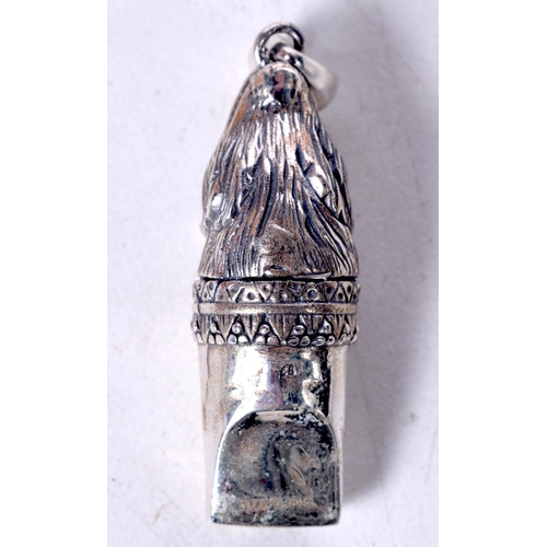 1744 - A SILVER FOX WHISTLE. 12.2 grams. 4.5 cm x 1.25 cm.