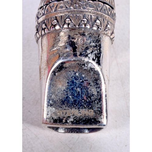 1744 - A SILVER FOX WHISTLE. 12.2 grams. 4.5 cm x 1.25 cm.