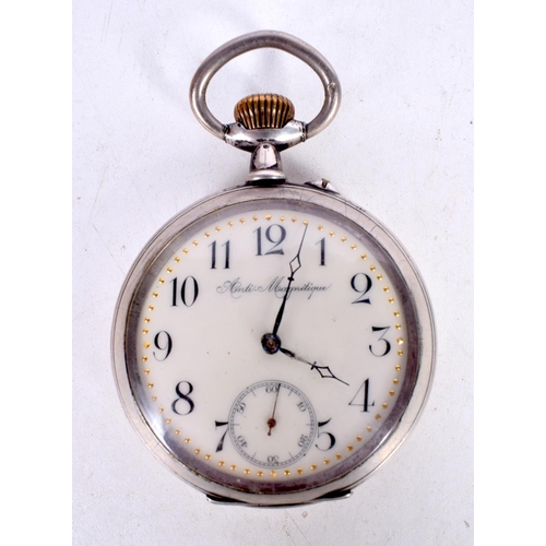 1747 - A CONTINENTAL SILVER ARMORIAL POCKET WATCH. 138 grams overall. 6.25 cm wide.