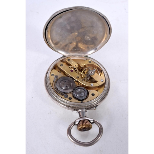 1747 - A CONTINENTAL SILVER ARMORIAL POCKET WATCH. 138 grams overall. 6.25 cm wide.