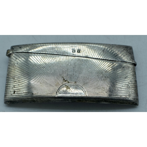 1763 - AN ART DECO SUNBURST CIGARETTE CASE. Birmingham 1914. 37.7 grams. 8 cm x 4 cm.