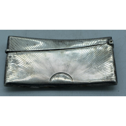 1763 - AN ART DECO SUNBURST CIGARETTE CASE. Birmingham 1914. 37.7 grams. 8 cm x 4 cm.