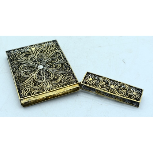 1768 - AN ANTIQUE CONTINENTAL SILVER FILIGREE CARD CASE. 53 grams. 10 cm x 8 cm.