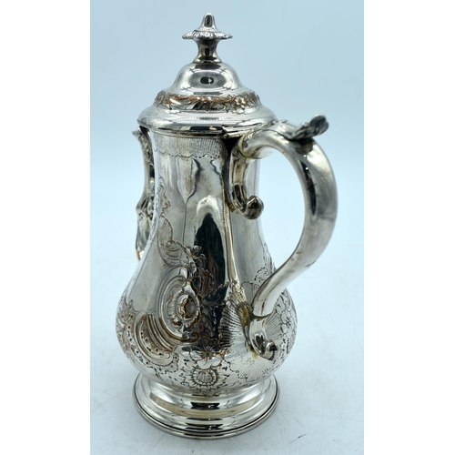 1778 - A GEORGE III OLD SHEFFIELD PLATED COFFEE POT. 817 grams. 27 cm x 23 cm.