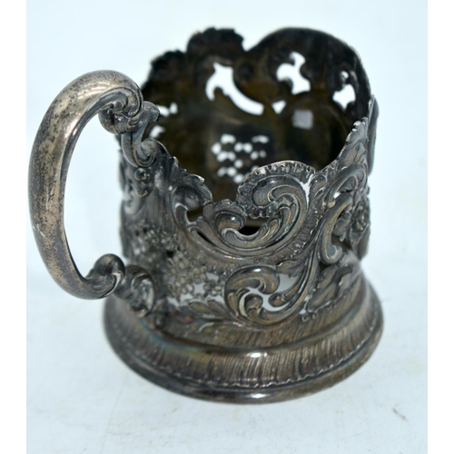 1788 - A 19TH CENTURY RUSSIAN SILVER CUP HOLDER. 266 grams. 12 cm x 10 cm.