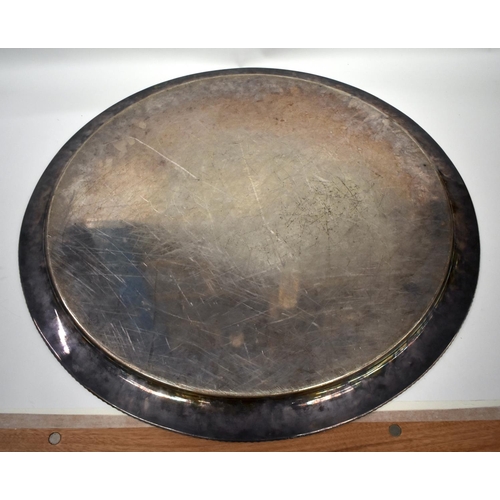 1812 - A HUGE ANTIQUE OLD SHEFFIELD PLATED TRAY. 68 cm diameter.