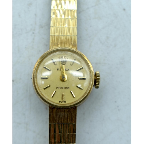 1842 - A BOXED LADIES 9CT GOLD CASED ROLEX COCKTAIL WATCH.  Stamped 9K, Dial 1.6 cm incl crown, weight 16.4... 