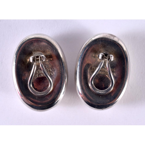 1854 - A PAIR OF TIFFANY SILVER EARRINGS.  Stamped Tiffany 925, 2.6 cm x 1.8 cm, weight 17g