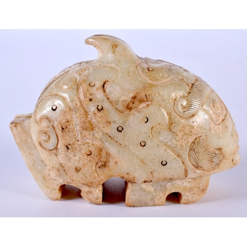 1855 - AN ARCHAIC HARDSTONE TWO PIECE CARVING OF A FISH.  6 cm x 8.7cm x 4cm, weight 267g