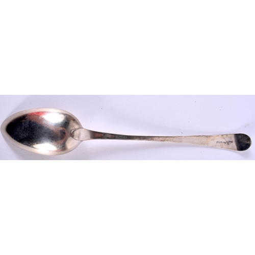 1857 - A GEORGIAN SILVER STUFFING SPOON.  Hallmarked London 1786, 29.7cm 4.8 cm, weight 108g