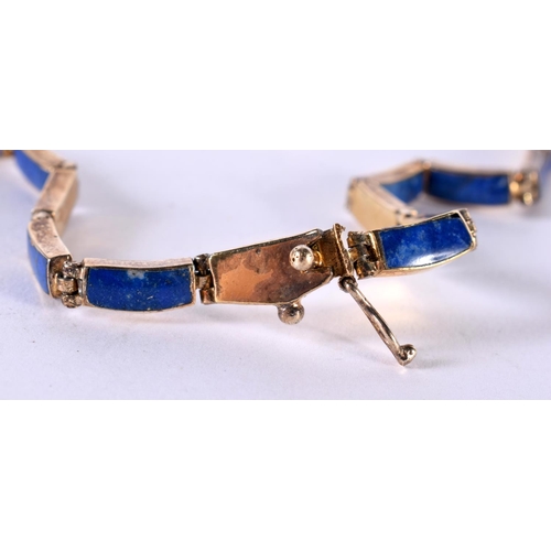 1878 - A SILVER GILT AND LAPIS NECKLACE.  44cm long, weight 23.2g