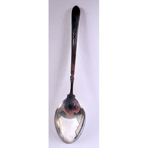 1884 - A CASED SILVER AND ENAMEL SPOON.  Hallmarked Birmingham 1983, 10.5cm x 2.3cm, weight 10g