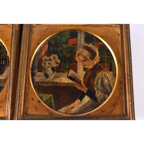 1886 - FOUR FRAMED MINIATURES.  Largest 11.2 cm x 9.2 cm (4)