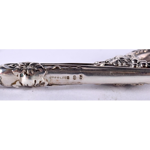 1888 - A SILVER PAIR OF GRAPE SCISSORS DECORATED WITH VINES.  Stamped Sterling, 17.5cm x 7cm, weight 78g