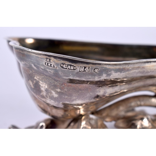 1891 - A CONTINENTAL SILVER PEAR SHAPED TABLE SALT.  Stamped 84, 11cm x 7cm x 4cm, weight 72g