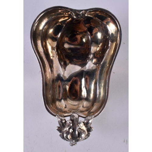 1891 - A CONTINENTAL SILVER PEAR SHAPED TABLE SALT.  Stamped 84, 11cm x 7cm x 4cm, weight 72g