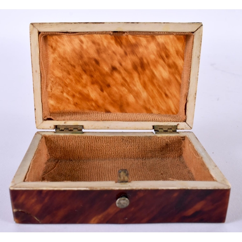 1893 - A FAUX TORTOISESHELL BOX.  9cm x 5.9cm x 3.5cm, weight 41g