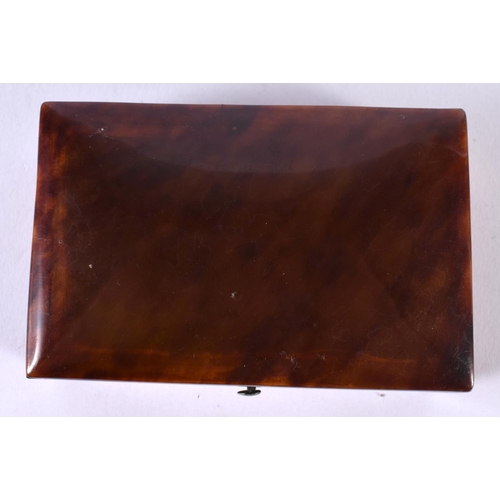 1893 - A FAUX TORTOISESHELL BOX.  9cm x 5.9cm x 3.5cm, weight 41g