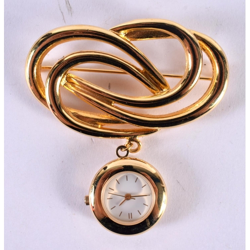 1900 - A BOXED MONET BROOCH WATCH.  6.8 cm x 6 cm, weight 29g, not working