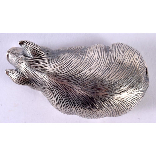 1909 - A CONTINENTAL SILVER MODEL OF A PIG.  Stamped 88, 6 cm x 2.3cm x 3.2 cm, weight 30.1g