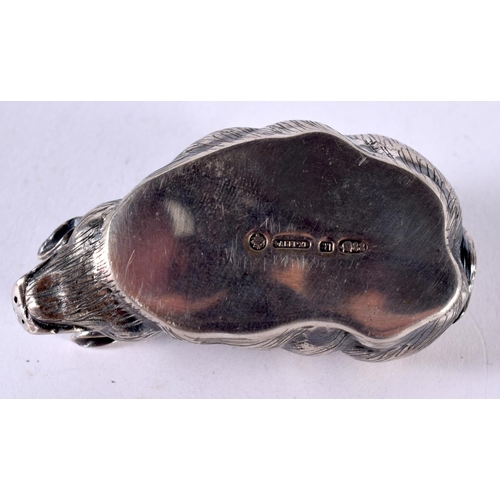 1909 - A CONTINENTAL SILVER MODEL OF A PIG.  Stamped 88, 6 cm x 2.3cm x 3.2 cm, weight 30.1g