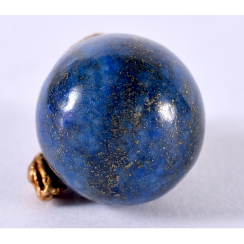 1910 - A LAPIS PENDANT WITH A SILVER GILT SERPENT MOUNT.  Stamped 84, 2.8 cm x 2 cm, weight 13.7g