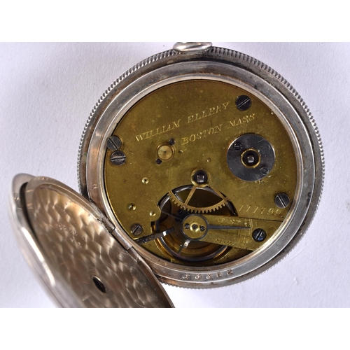 1916 - A SILVER CASED HUNTER POCKET WATCH.  Stamped Coin, 5.5cm diameter, weight 150g, working