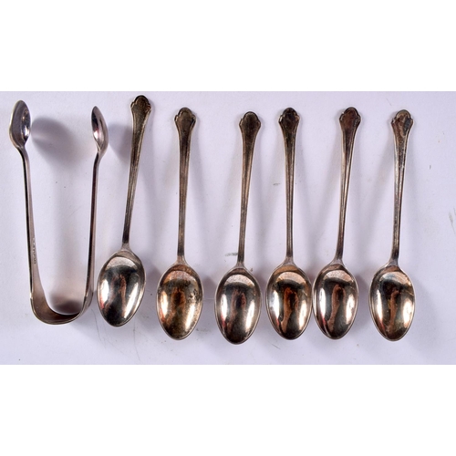 1935 - A CASED SET OF SILVER SPOONS. Sheffield 1954. 81 grams. 11cm long. (6)