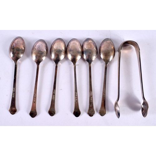 1935 - A CASED SET OF SILVER SPOONS. Sheffield 1954. 81 grams. 11cm long. (6)