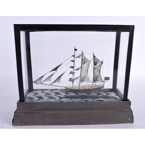 1938 - A CONTINENTAL SILVER BOAT. 28 grams. 21 cm x 18cm.