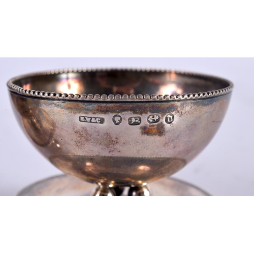 1941 - A PAIR OF VICTORIAN SILVER SALTS. 58 grams. 5.25 cm wide.