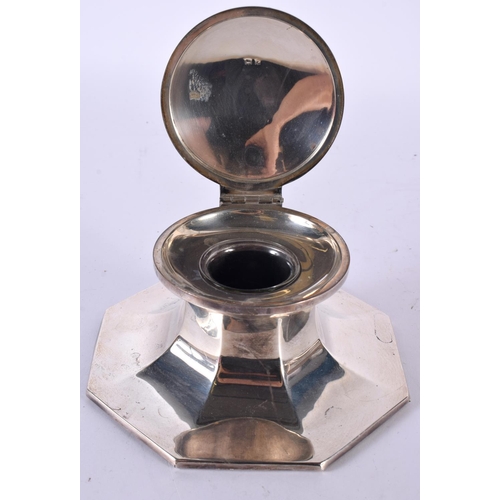 1948 - AN ART DECO SILVER INKWELL. 806 grams overall. 15cm x 8 cm.