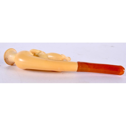 1953 - AN ANTIQUE MEERSCHAUM NUDE PIPE. 20 grams. 13 cm x 5 cm.