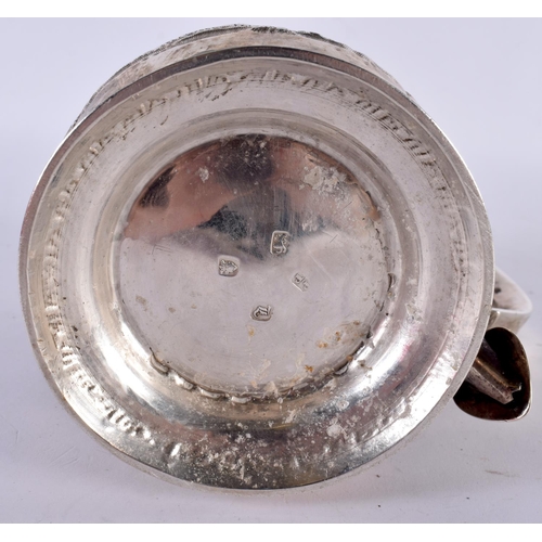 1960 - A VERY UNUSUAL GEORGE III REPOUSSE SILVER EQUESTRIAN TANKARD. London 1766. 673 grams. 19 cm x 19 cm.