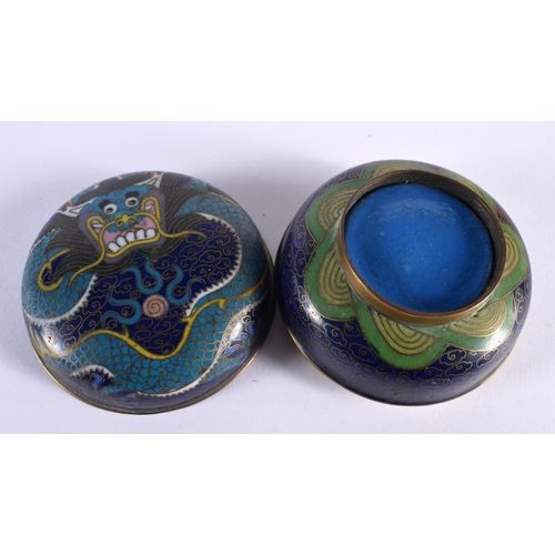 2000 - A 19TH CENTURY CHINESE CLOISONNE ENAMEL DRAGON BOX AND COVER Qing, decorated with a five claw blue d... 