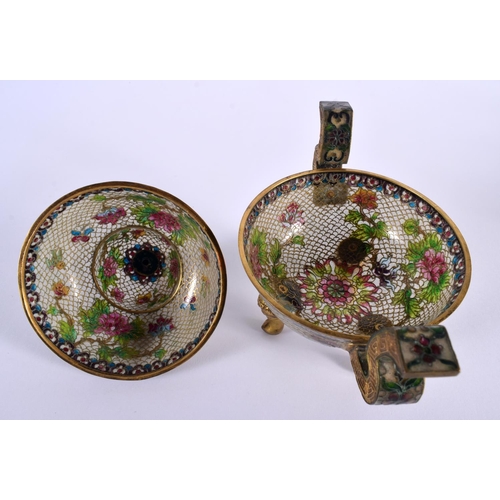 2016 - A LATE 19TH CENTURY CHINESE PLIQUE A JOUR ENAMEL CENSER AND COVER Qing, with gilt repousse buddhisti... 