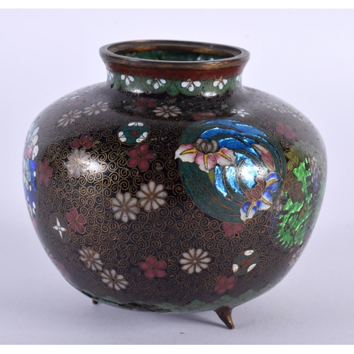 2020 - A 19TH CENTURY JAPANESE MEIJI PERIOD CLOISONNE ENAMEL JAR decorated with butterflies and foliage. 8.... 