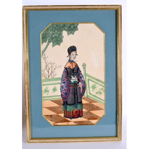 2037 - Chinese School (19th Century) Pair, pith paper, figures within interiors. 34 cm x 22cm.