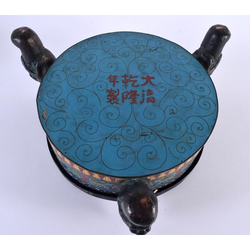 2042 - A VERY LARGE EARLY 20TH CENTURY CHINESE CLOISONNE ENAMEL CENSER Late Qing/Republic, decorated with b... 