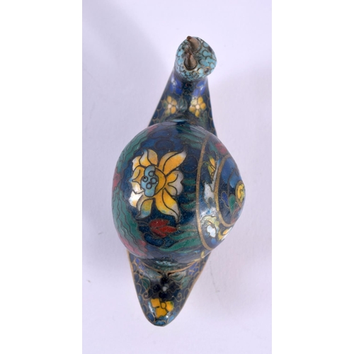 2066 - A CHINESE REPUBLICAN PERIOD CLOISONNE ENAMEL FIGURE OF A SNAIL. 8 cm wide.